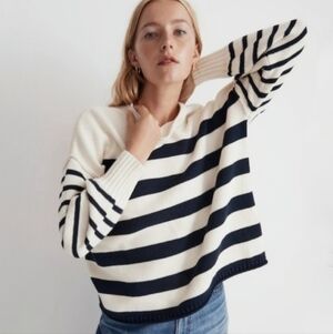 MADEWELL Conway Navy Multi Striped Pullover